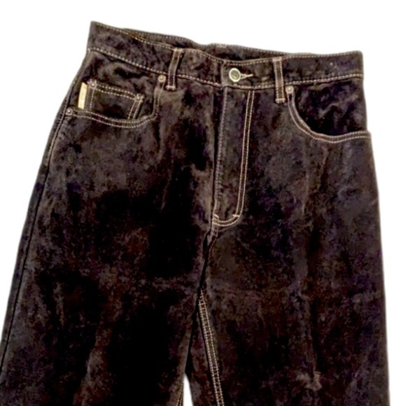 VINTAGE brown suede high waisted pants size 30 - Picture 4 of 13